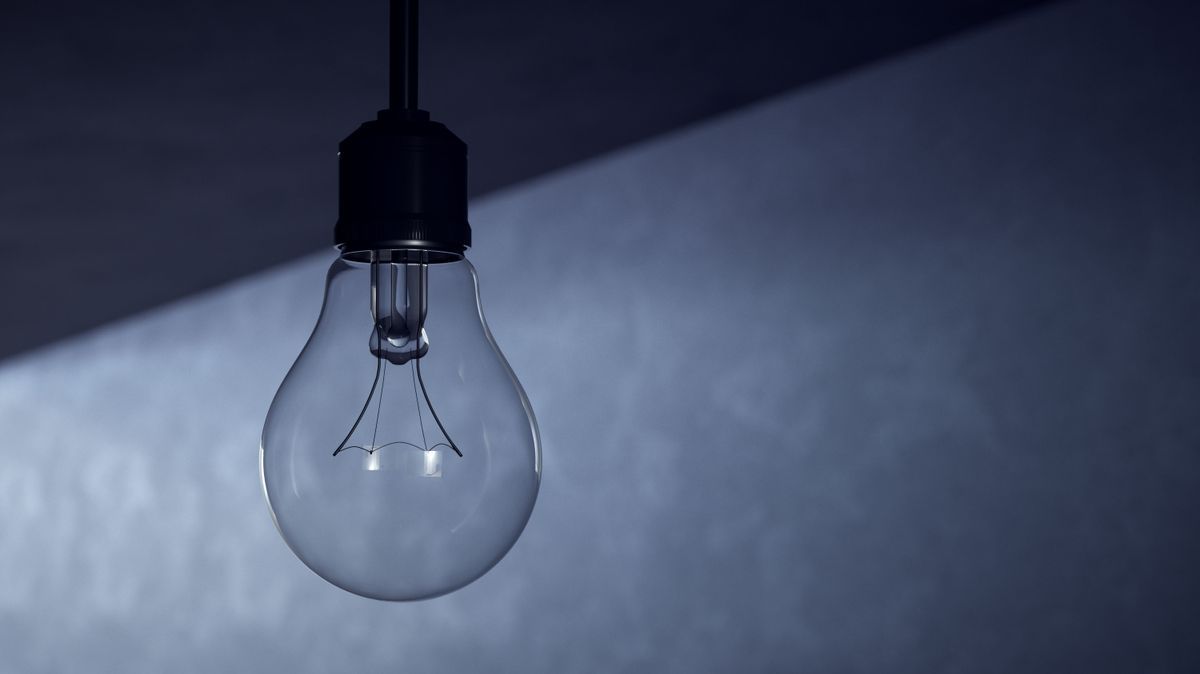 Electrical blackout. Unlit bulb shows a general blackout. 