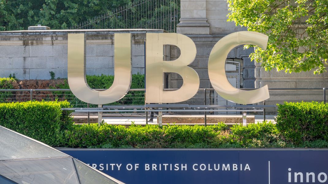 UBC sign logo in Robson Square.